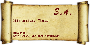 Simonics Absa névjegykártya